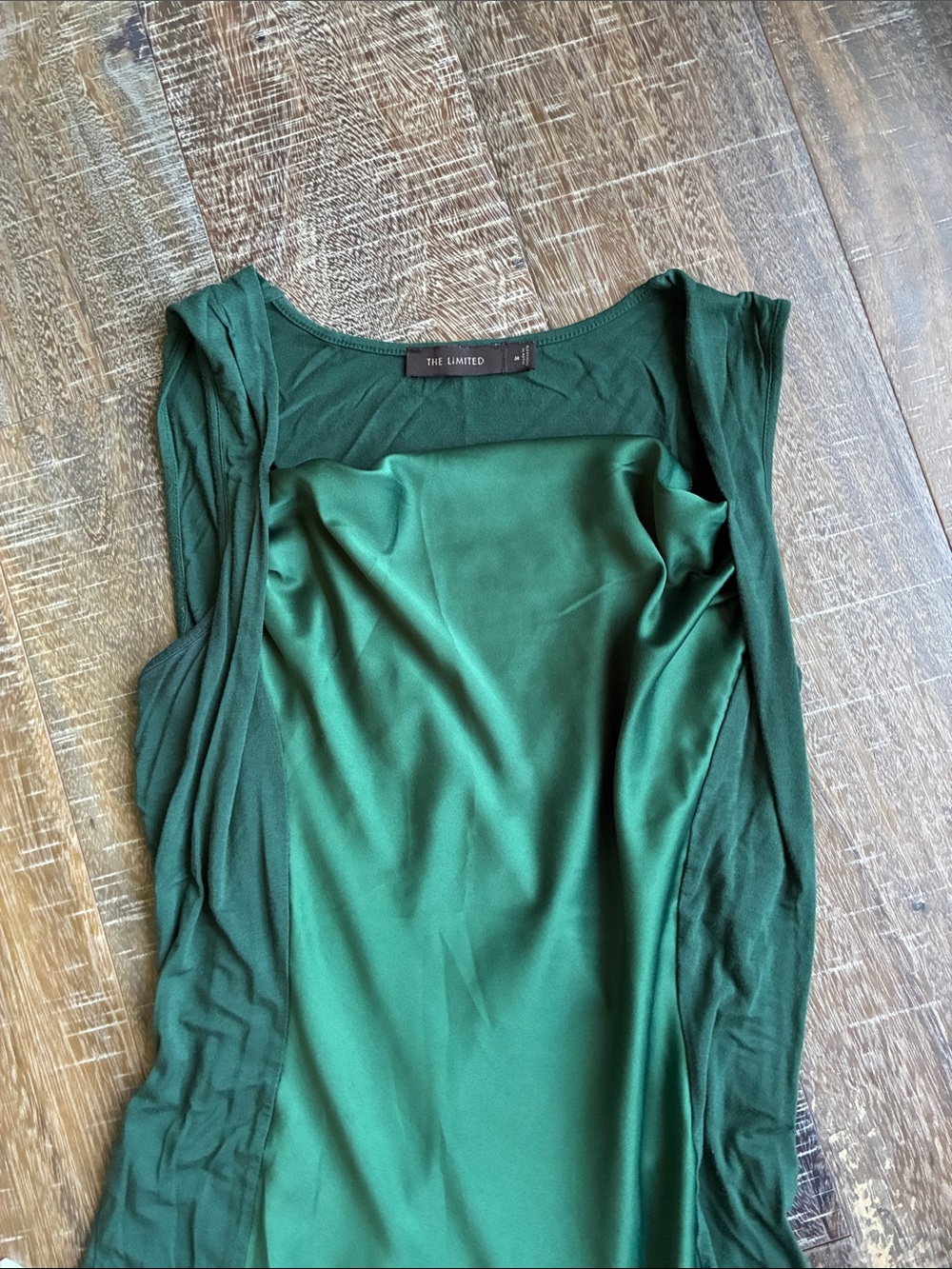 The Limited Green Sating-Front Sleeveless Top